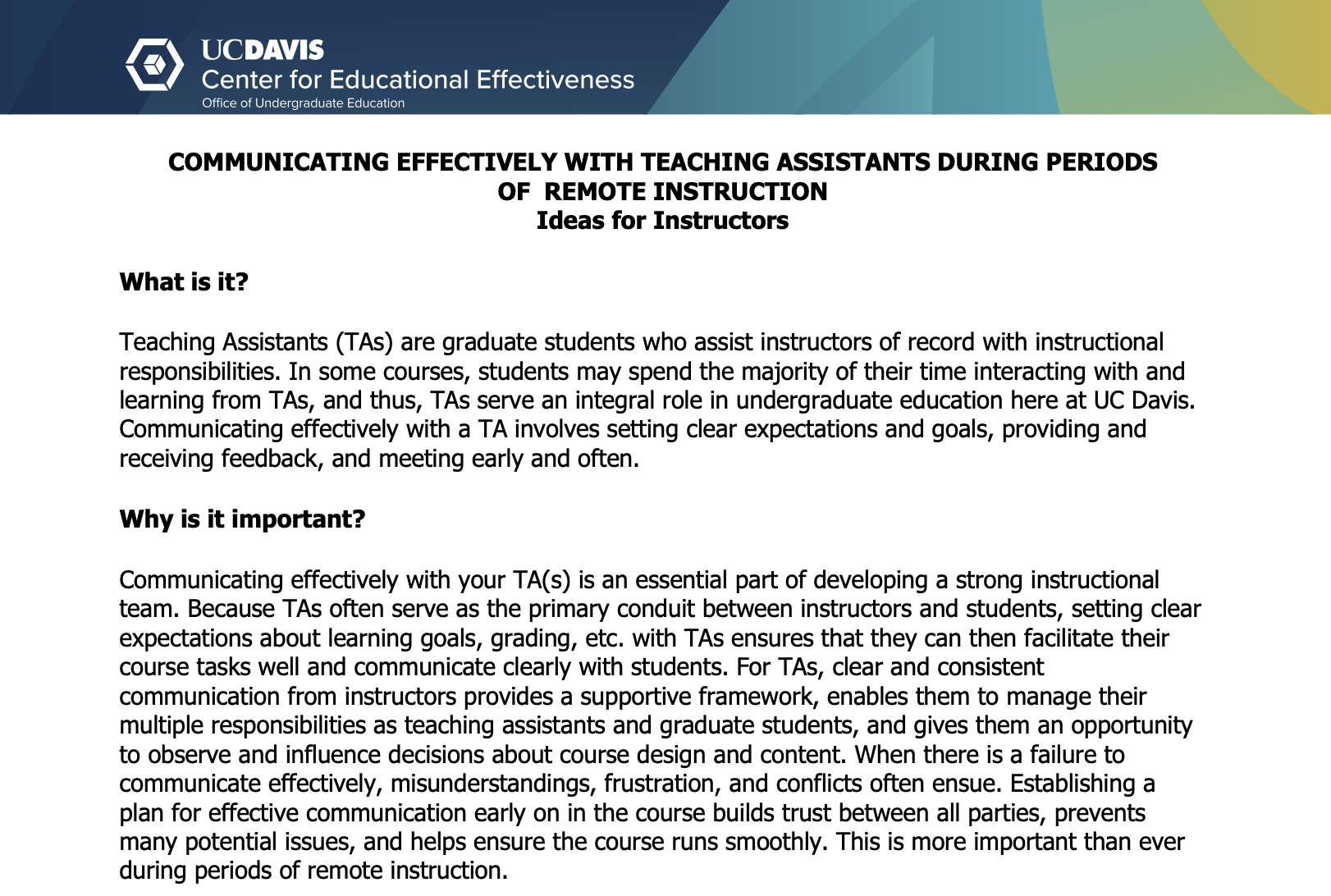 communicating effectively with teaching